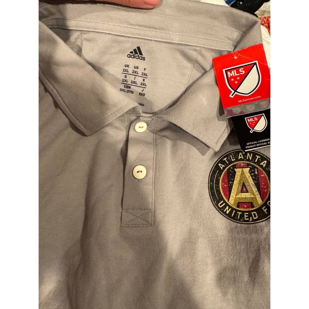 Adidas Atlanta United FC MLS Polo Shirt Mens 2XL Gray Short Sleeve Soccer NWT